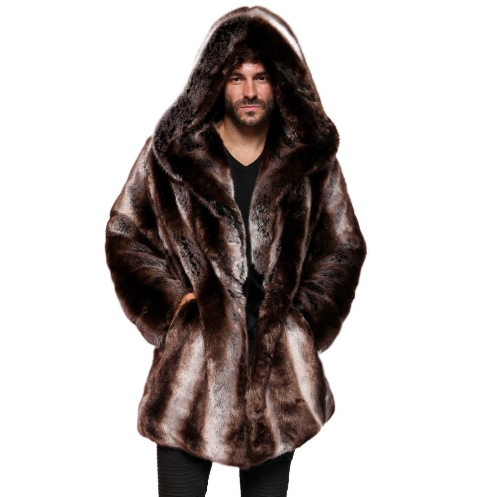 FURROCIOUS FURR Men’s Brown Tissavel Short Coat for Festivals, Burning Man